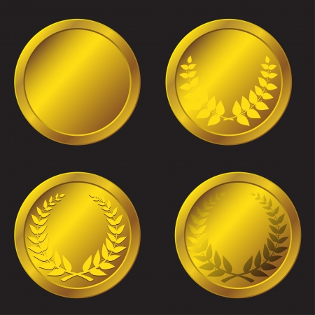 set of gold medals in the vectorのイラスト素材