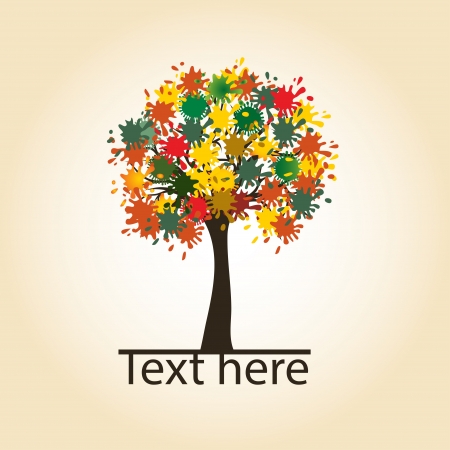 stylized tree, colorful leaves background for designのイラスト素材