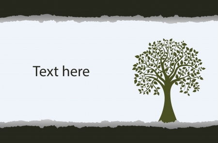 Torn paper background with a silhouette of a tree, vectorのイラスト素材