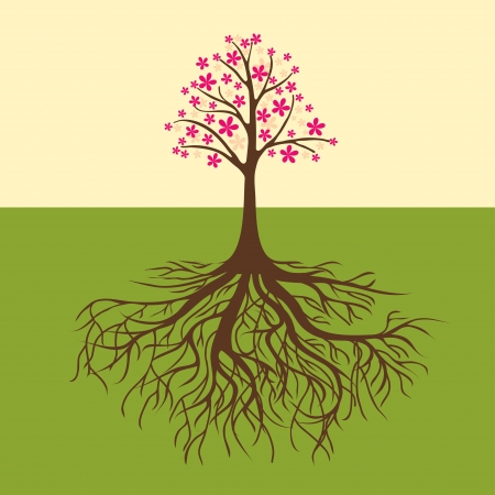 card with floral treeのイラスト素材