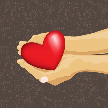 heart in hand, illustration on seamless patternのイラスト素材