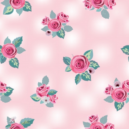 Beautiful Seamless color rose pattern on pink backgroundのイラスト素材