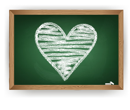 Heart drawn in white chalk on a blackboard. Vectorのイラスト素材