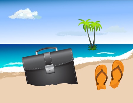 Business bag on the beachのイラスト素材