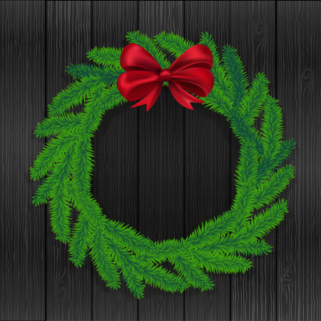 Christmas wreath on gray background, vectorのイラスト素材