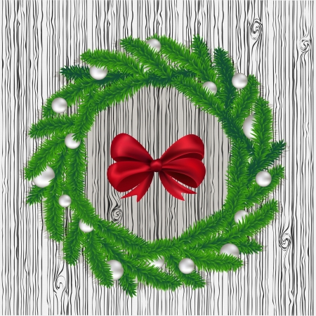 Christmas wreath on gray background, vectorのイラスト素材
