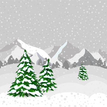Winter forest in vectorのイラスト素材