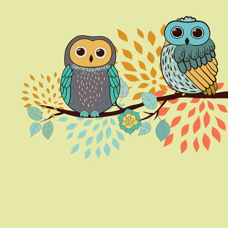 Owls cardのイラスト素材
