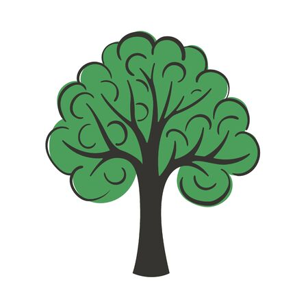 Green tree silhouette on white background in the vectorのイラスト素材