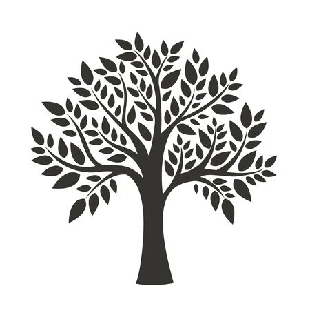 Black tree isolated on white background. Vector illustrationのイラスト素材