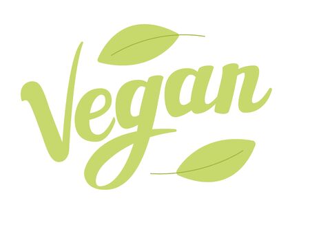 Lettering vegan isolated on white background. Vector illustrationのイラスト素材