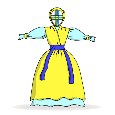 Traditional Ukrainian yellow-blue doll.のイラスト素材