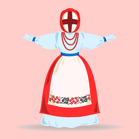 Traditional Ukrainian blue-red doll.  illustration.のイラスト素材