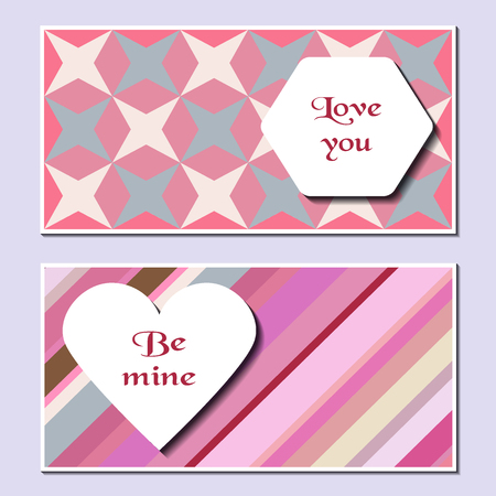 Set of delicate universal cards. Geometric textures. Wedding, birthday, anniversary, Valentins day, party invitations. Vector illustration.のイラスト素材