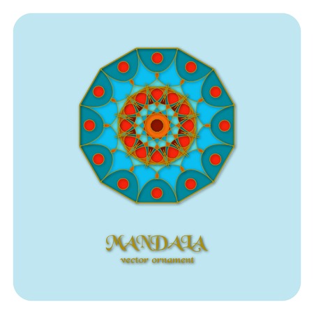 Round ornament pattern. Geometric template. Mandala decorative element. Islam, Arabic, Indian motif. Vector circular Oriental symbol.のイラスト素材