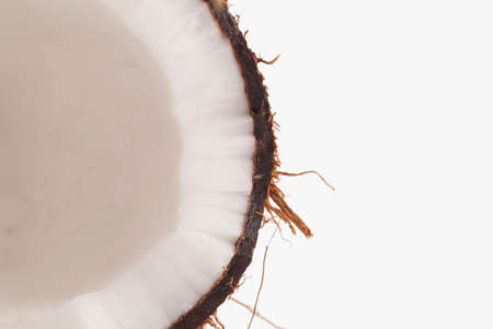 Brown coconut isolated on white background, close-upの写真素材