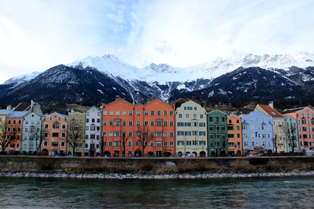 Colorful houses in Innsbruck, Austriaの写真素材