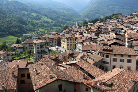 Panoramic view of Bagolino in Northern Italyのeditorial素材
