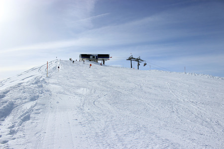 Top of the piste in Alps, Zillertal in Austriaの写真素材