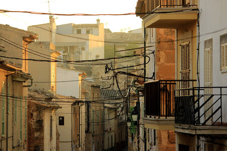 Old street in Alcudia, Mallorca, Spainの写真素材