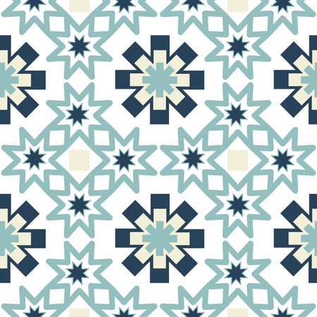 New Year Hand Drawn Seamless pattern with snowflakes and geometric elements. For prints, textiles, paper. Eps 10のイラスト素材