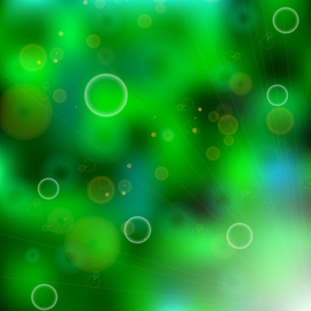 Green black blur pattern vector illustration. Abstract shining background - shining bubbles and sparkling circles on green glowing pattern.Sparkling blur circles on green black blur backgroundのイラスト素材