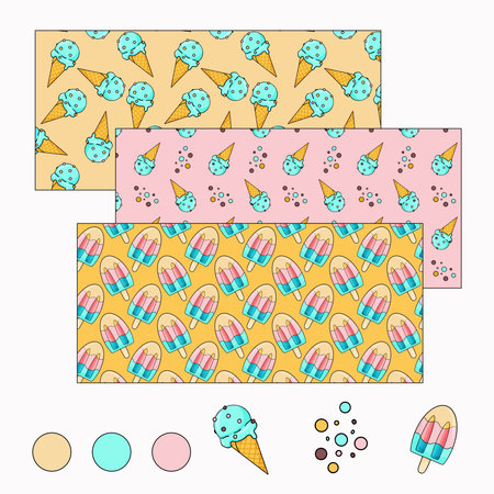 The set consists of summer patterns with popsicle ice cream and waffle cone