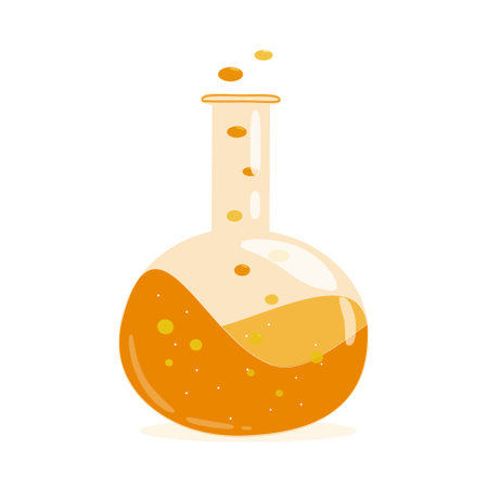 halloween stories, a glass potion bottle with a high neck and a round base.のイラスト素材