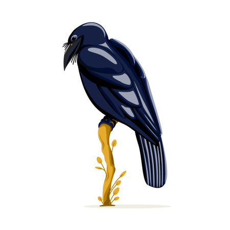 Halloween stories, creepy Halloween night, vector image of a raven birdのイラスト素材