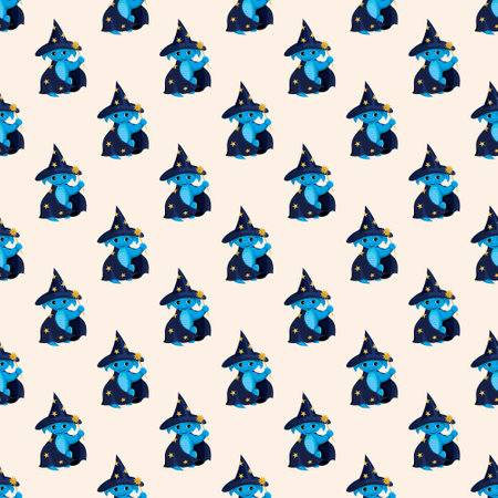 Seamless magic pattern with a dragon warlock for Halloweenのイラスト素材