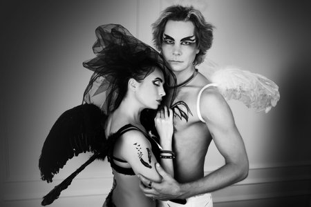 Young beautiful couple, Art studio professional photo, person people, new ideaの写真素材