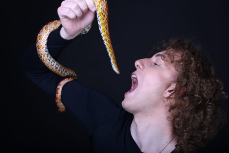 Young crazy man close up portrait. Fashion curly hairstyle sexy bad boy guy with fashionable...