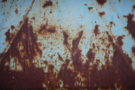 Textural background of rusty metal. Paint stains, relief pieces of material