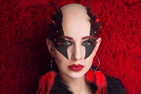 woman nightmare. Creative dark make-up, conceptual idea for Halloween.の写真素材