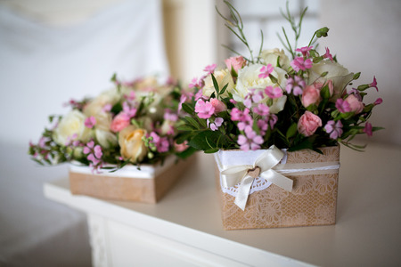 Big Bouquets. Goods for wedding or presents for lovely woman. This photo is perfect for magazines, shops dealing with ceremonies bride groom marriage flowers. Can be used for poster or website bannerの写真素材