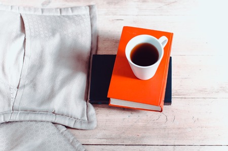 Tea Coffee Time and  Books relax conceptの写真素材