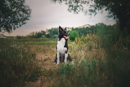 Border collie dog in the forest