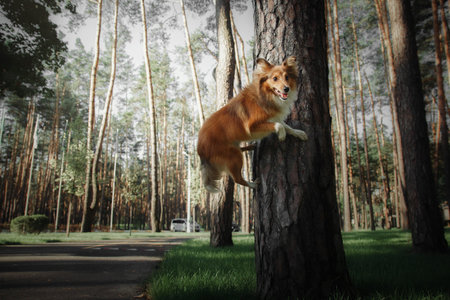 Sheltie Dog on a Walk: Serene Canine in Nature