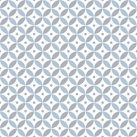 Overlapping circles and polka dot abstract background. Geometric vector seamless pattern. Abstract flowers decorative background.のイラスト素材