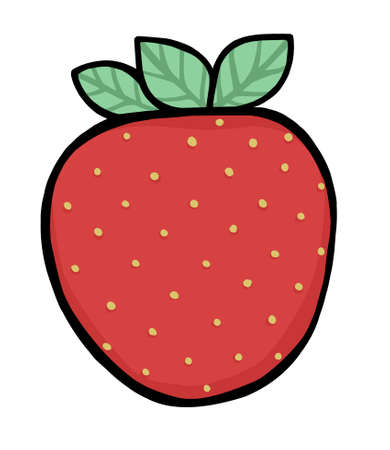 Illustration of bright red ripe strawberry sweet summer fresh berry. Healthy foodの写真素材