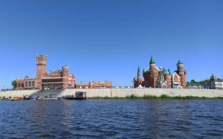 Beautiful view of the embankment in Russia in the city of Yoshkar-Ola. Traveling and exploring around the world. Traveling around the countries and cities of the world and exploring the world aroundのeditorial素材