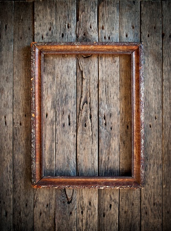 Old Vintage Frame on the wooden wall, vignette, の写真素材