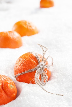 Christmas Oranges at the Snowの写真素材