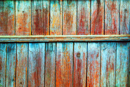 Shabby Wooden Colored Fence Texture Old Background Country Vintage Planks with Cracked Color Paint Textureの写真素材