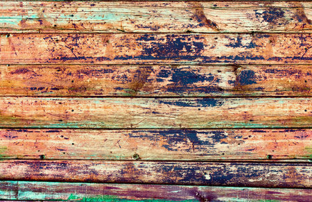 Old Colored Grunge Shabby Wooden Planks Cracked Color Paint Background Textureの写真素材