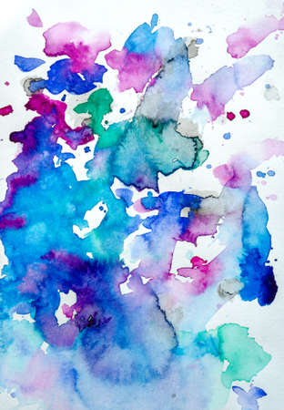 Blots of colored paints on a white background abstractionの写真素材