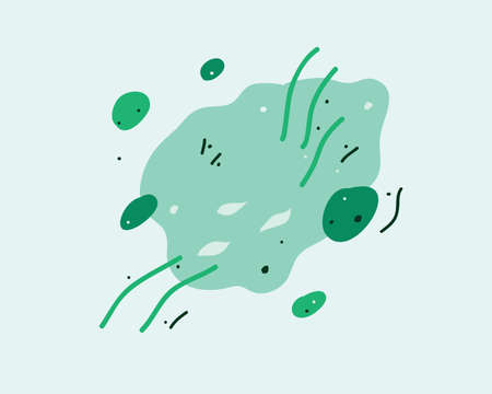Astraction in green with a circle of spots, lines of dotsのイラスト素材