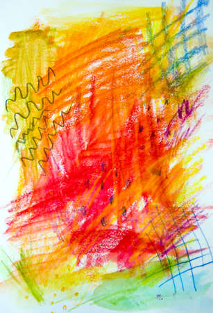Abstract watercolor and pencils hand drawn texture on paperの写真素材