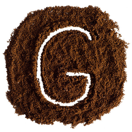 Coffee powder alphabet isolated on white background. Letter C.の写真素材