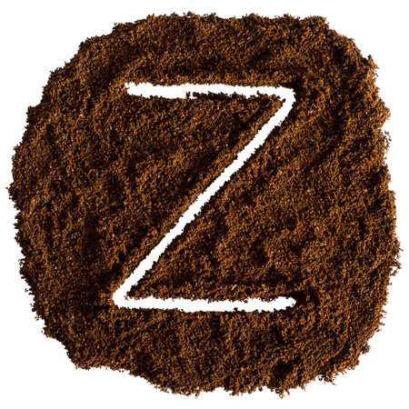 Alphabet of ground coffee on a white background. letter Z.の写真素材